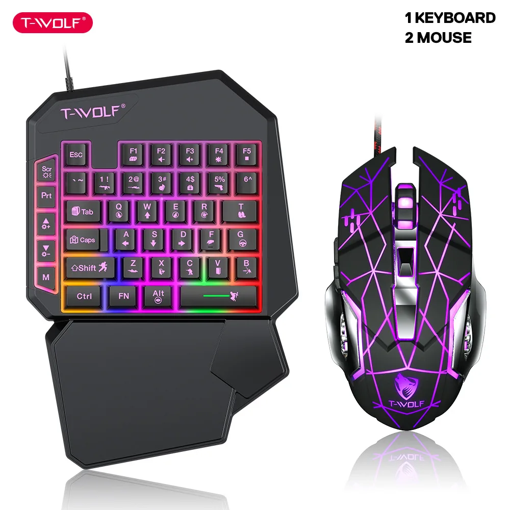 Gaming Accessories For Mobile - T-WOLF Tf900 One-Handed Keyboard Troon Set
