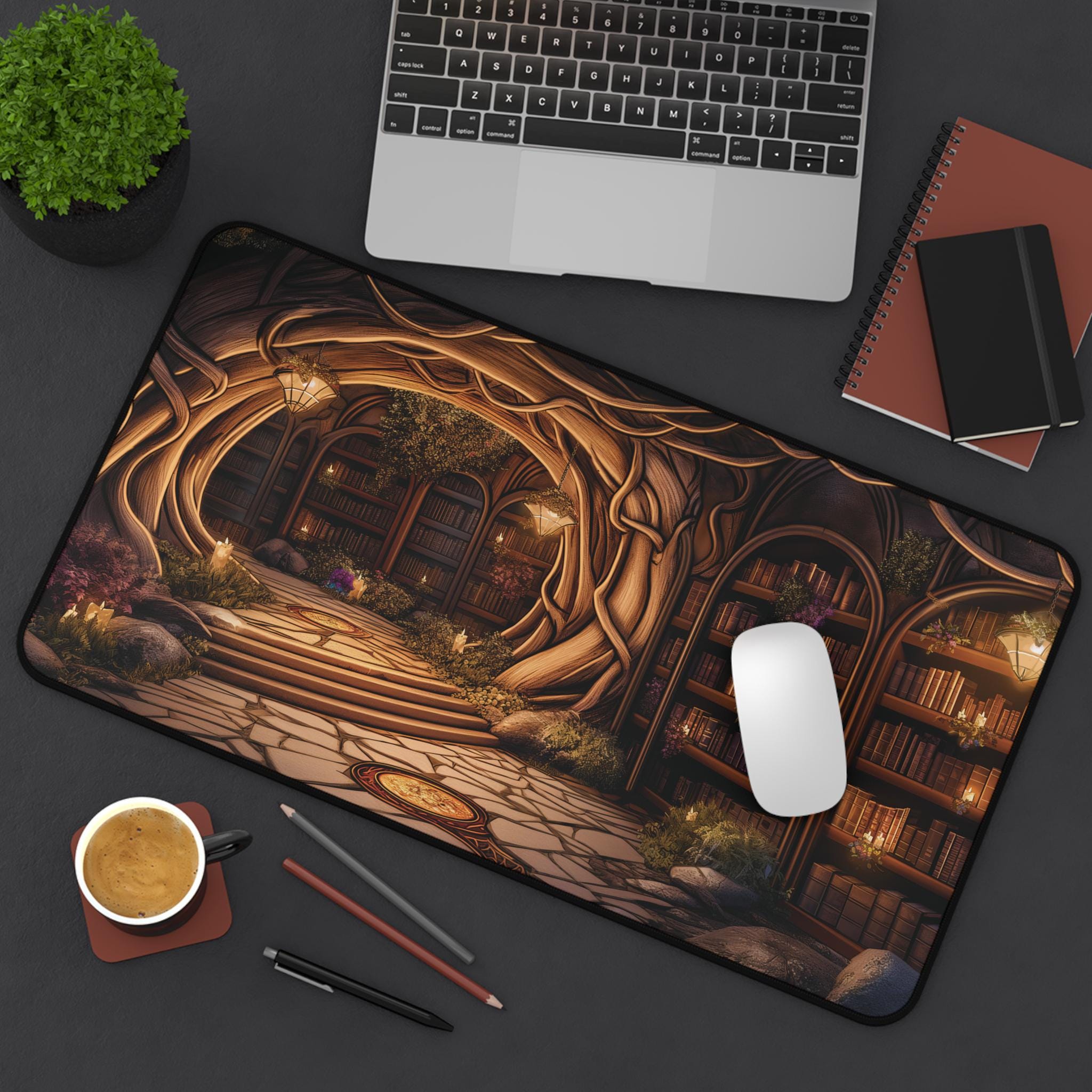 Desk Corner Mat - Magische boekenhoek bureaumat, magische bibliotheek bureaumat,