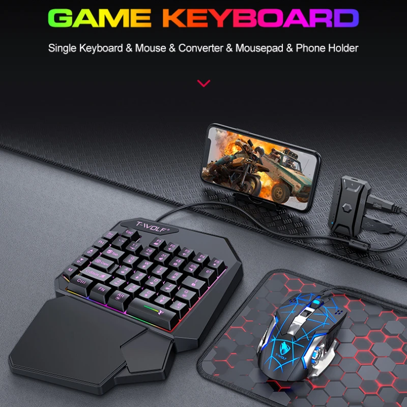 T-WOLF Tf900 One-Handed Keyboa - Gaming Accessories For Mobile recensie en prijs