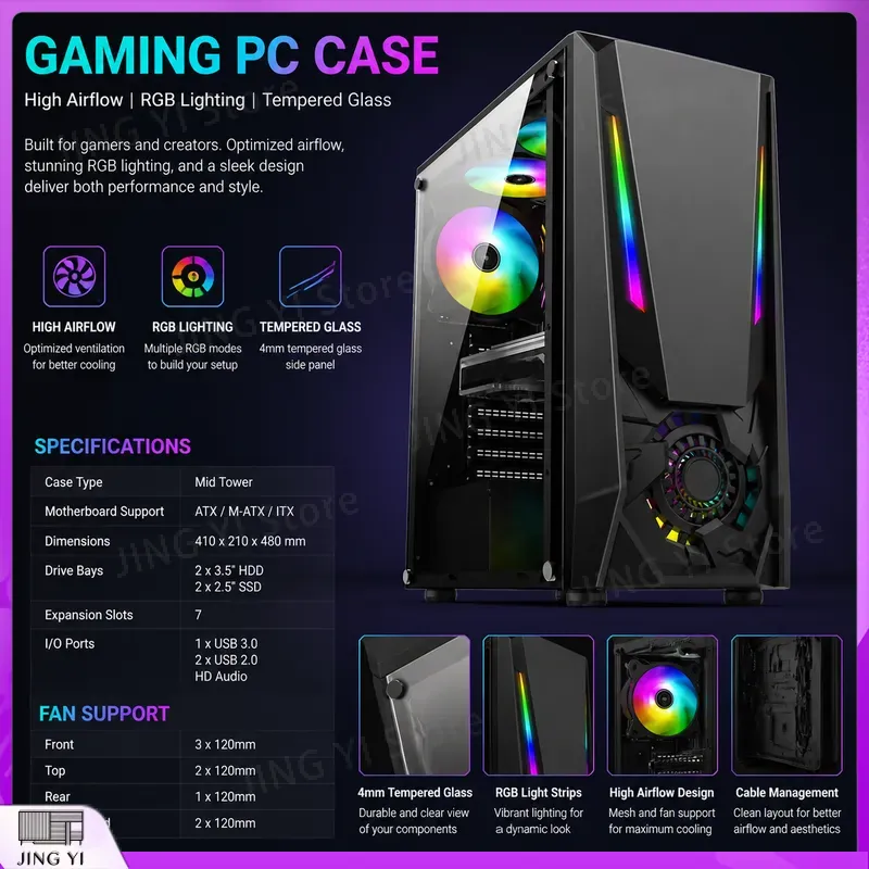 ATX Gaming PC-kast met gehard  - Gaming Hardware And Accessories recensie en prijs